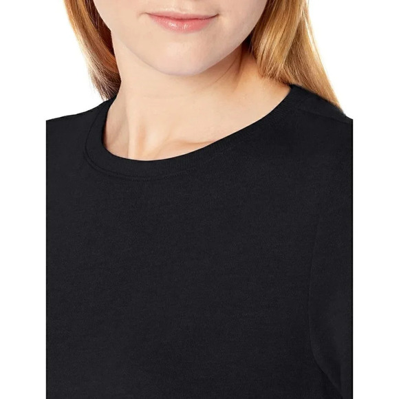 Womens Crewneck Long-Sleeve French Terry Fleece The-Knee Dress - Picture 3 of 3